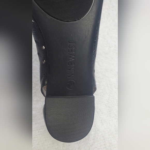 Bundle Only: Nine West Sz 7M Black Leather Ballerina Flats Silver Lining Cap Toe - Picture 8 of 10